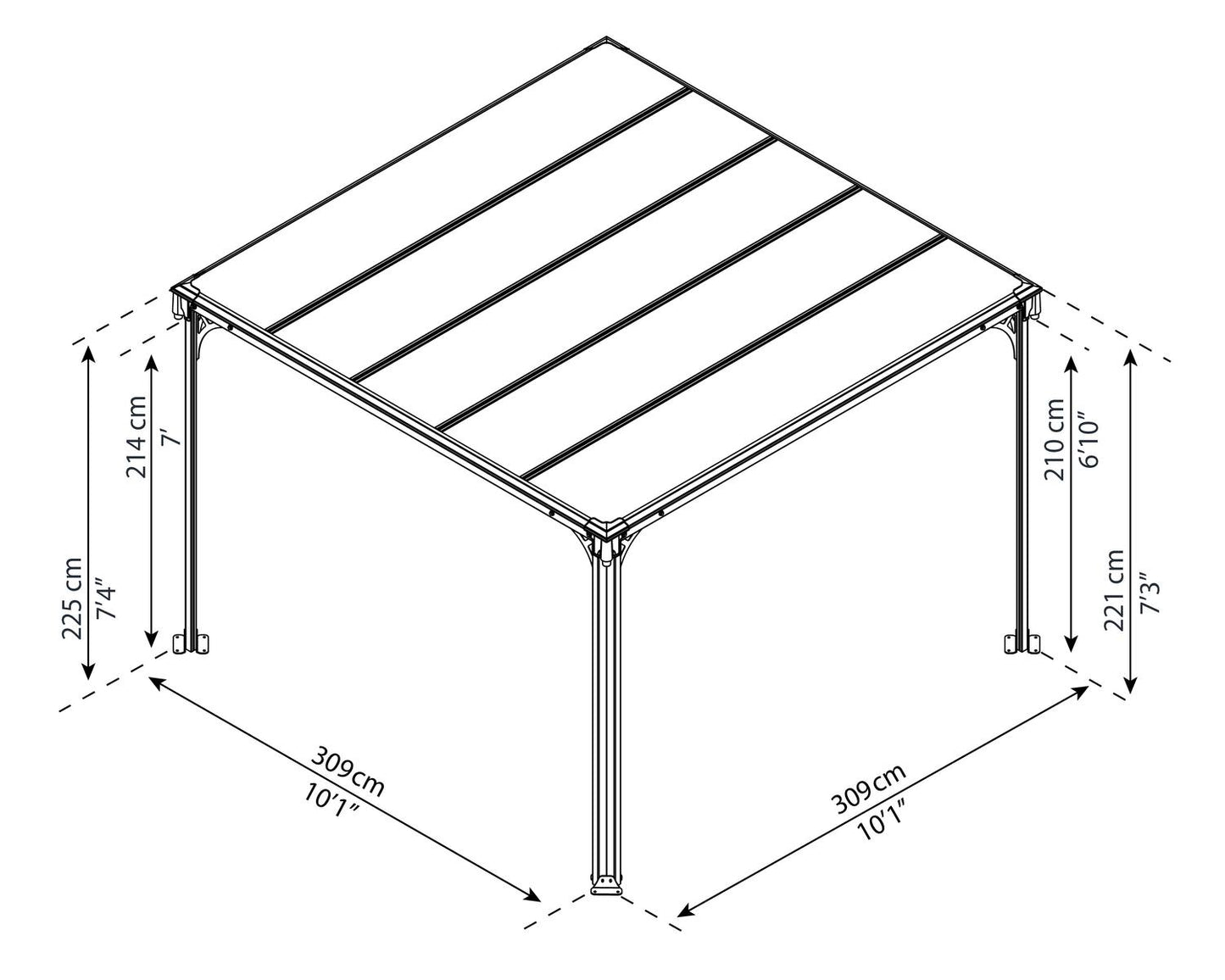 Milano Gazebo 3.1m x 3.1m - Grey Frame With Grey Roof - mazeproducts