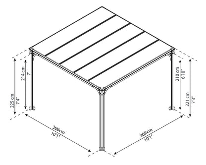 Milano Gazebo 3.1m x 3.1m - Grey Frame With Grey Roof - mazeproducts