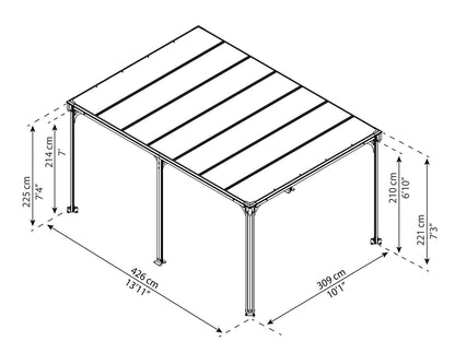 Milano Gazebo 3.1m x 4.3m - Grey Frame With Grey Roof - mazeproducts