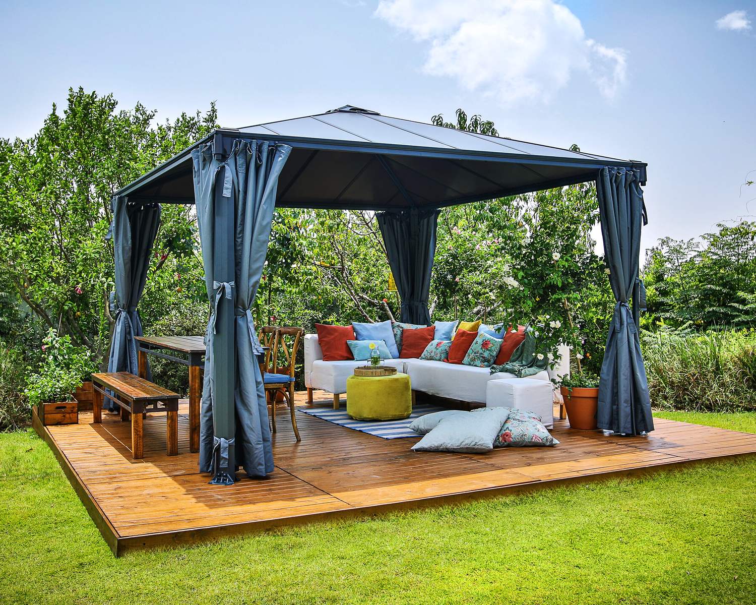 Palermo Gazebo 3.6m x 3.6m - Grey Frame With Grey Roof - mazeproducts