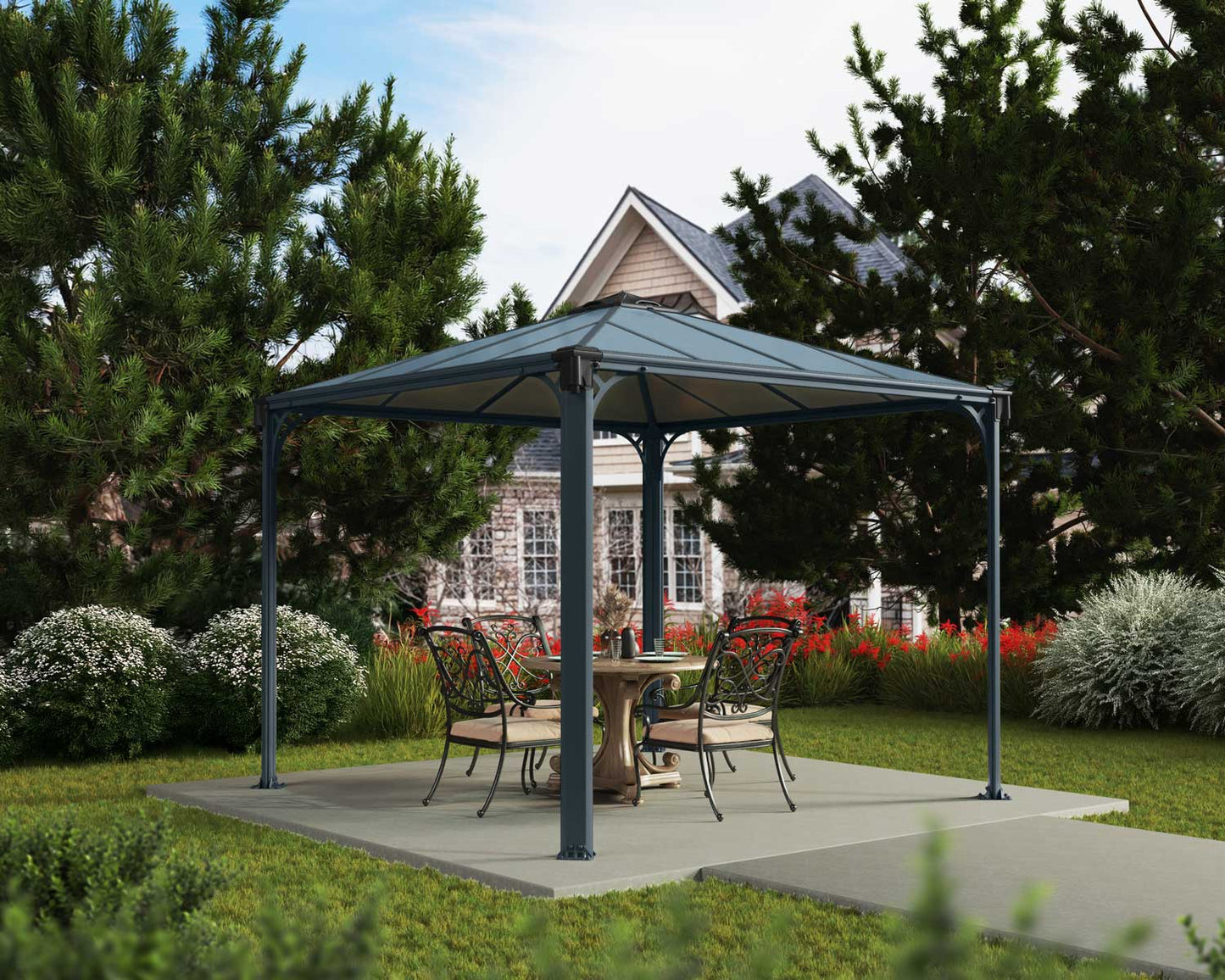 Palermo Gazebo 3m x 3m - Grey Frame With Grey Roof - mazeproducts