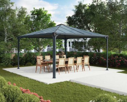 Palermo Gazebo 4.3m x 4.3m - Grey Frame With Grey Roof