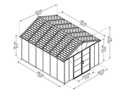 Yukon Garden Shed (NO FLOOR) 3.3m x 4m - Grey