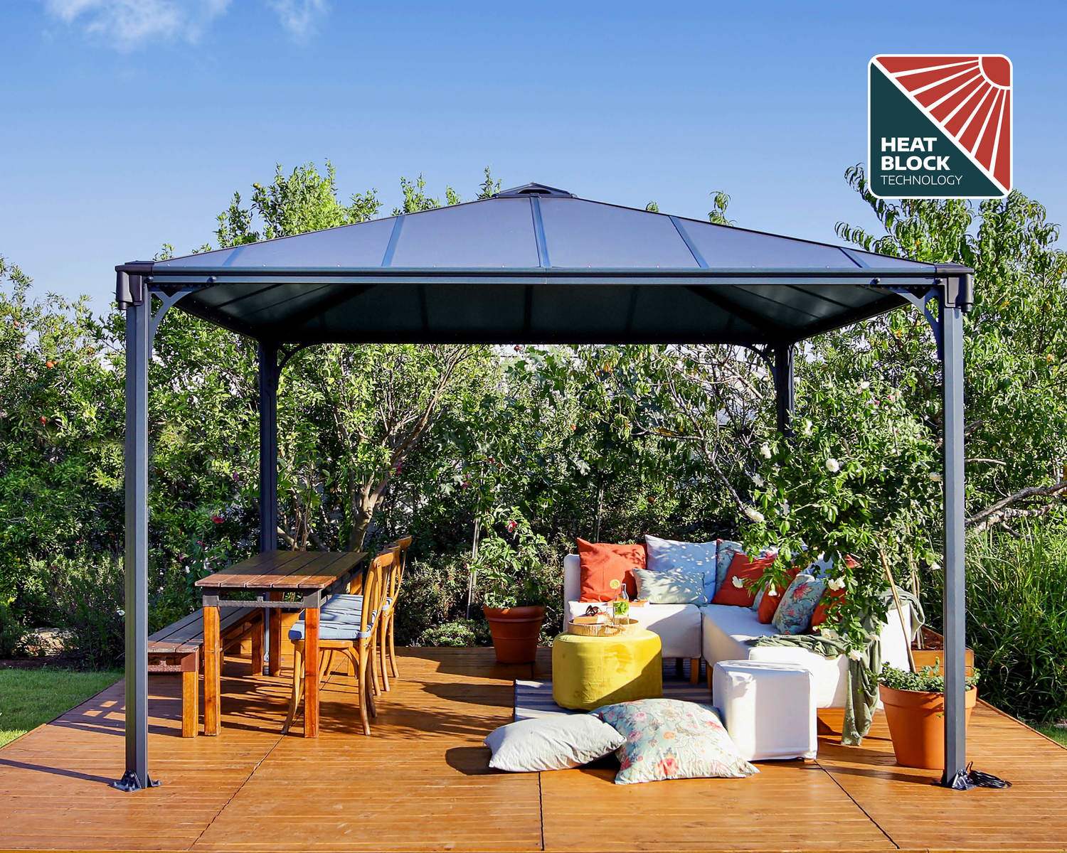 Palermo Gazebo 3.6m x 3.6m - Grey Frame With Grey Roof - mazeproducts