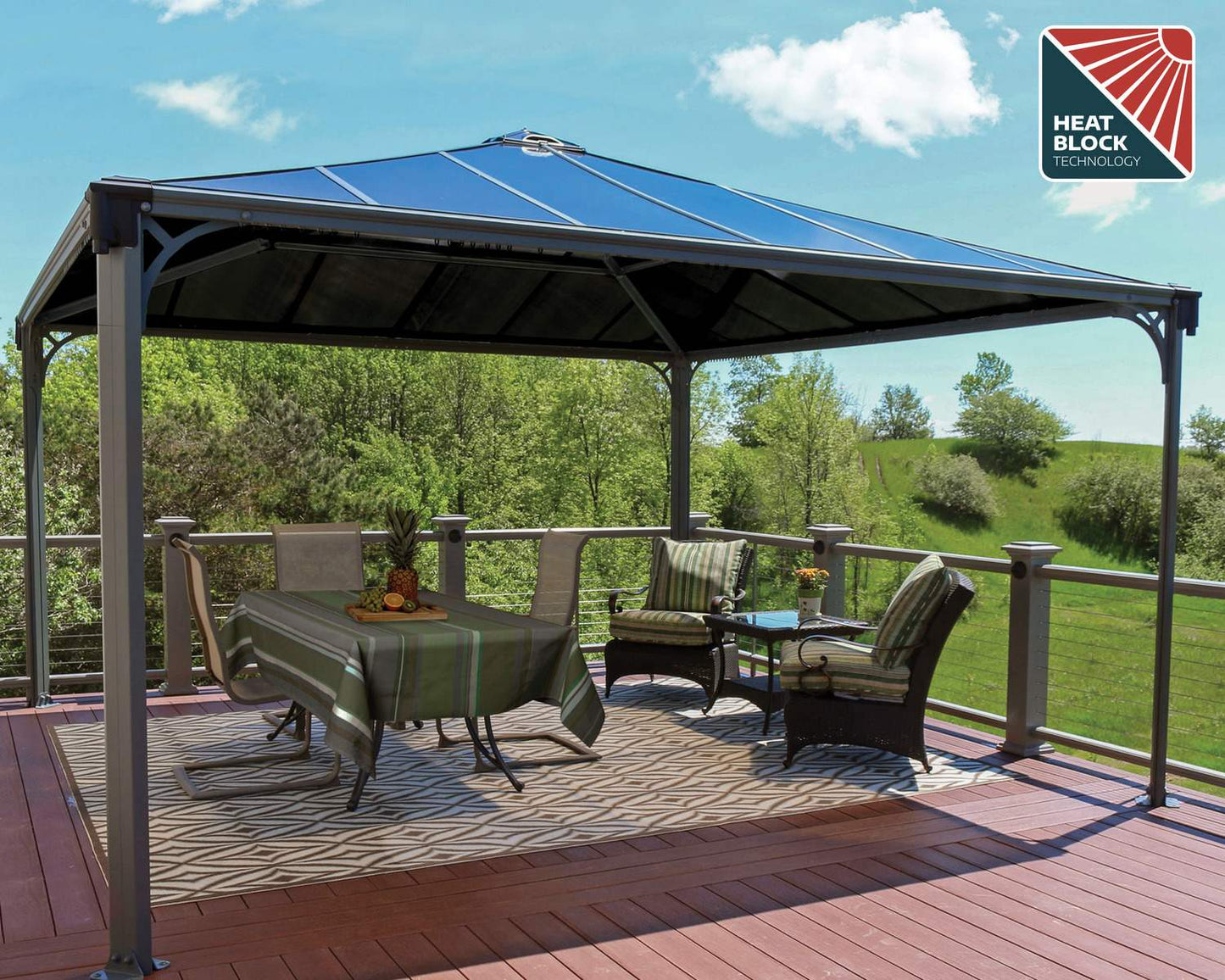 Palermo Gazebo 4.3m x 4.3m - Grey Frame With Grey Roof