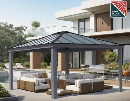 Dallas Gazebo 4.2m x 4.8m - Grey Frame With Grey Roof