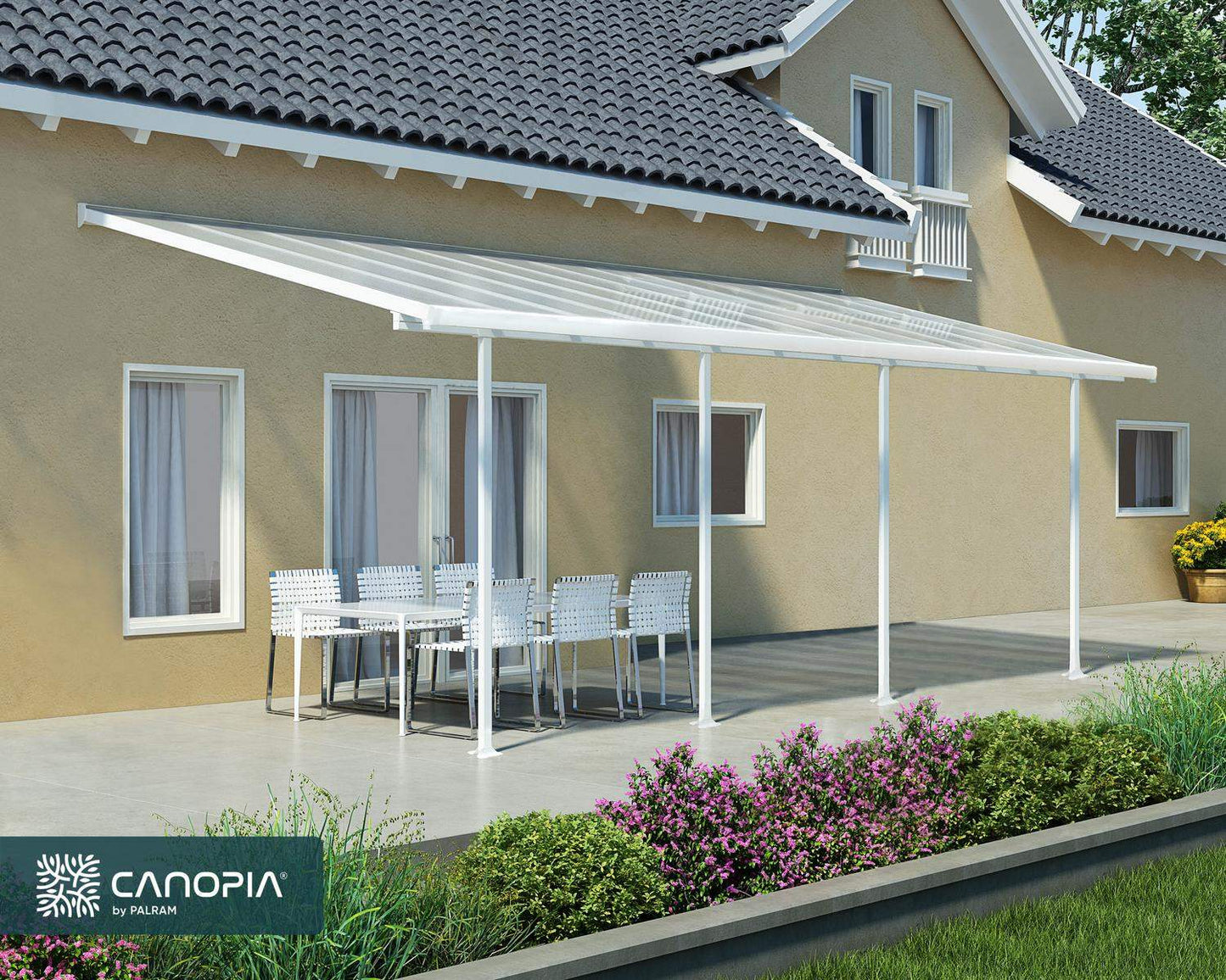 Feria Patio Cover 7.3m x 3m - White Frame With White Roof