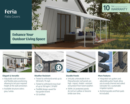 Feria Patio Cover 5.5m x 3m - White Frame With White Roof