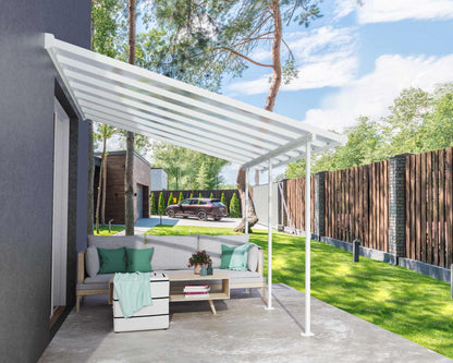 Sierra 3m x 4m Patio Cover - White Aluminium Frame With Clear Polycarbonate
