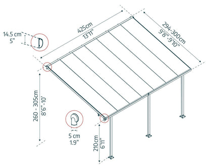 Feria 3m x 4.25m Patio Cover - White Aluminium Frame With Clear Polycarbonate