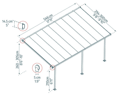 Feria Patio Cover 5.5m x 3m - White Frame With White Roof
