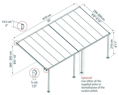 Feria Patio Cover 6.1m x 3m - White Frame With White Roof