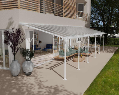Feria Patio Cover 10.4m x 3m - White Frame With Clear Roof