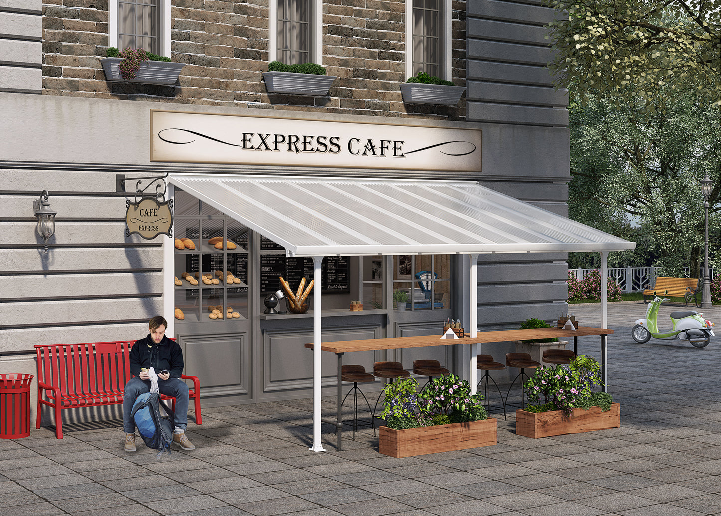 Feria Patio Cover 5.5m x 3m - White Frame With White Roof