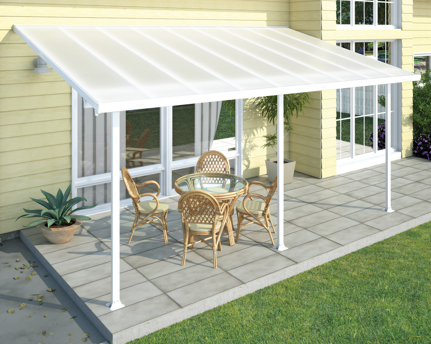 Feria Patio Cover 5.5m x 3m - White Frame With White Roof