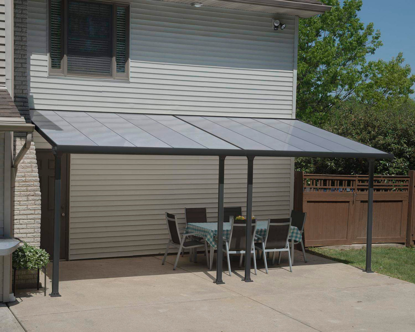 Feria Patio Cover 6.1m x 3m - Grey Frame With Clear Roof