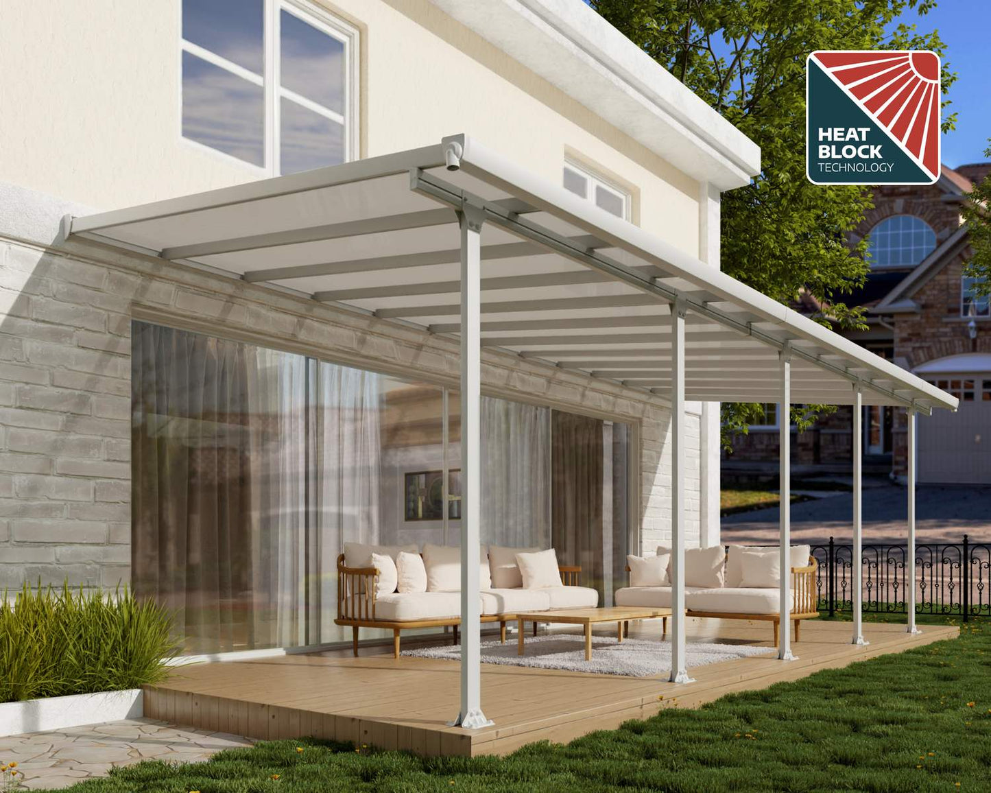 Feria Patio Cover 7.3m x 3m - Grey Frame With Clear Roof