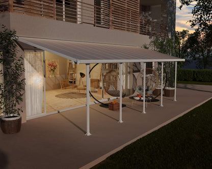 Feria Patio Cover 8.5m x 3m - White Frame With Clear Roof