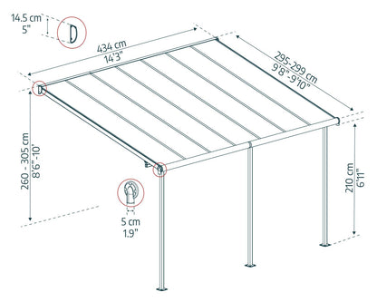 Sierra 3m x 4m Patio Cover - White Aluminium Frame With Clear Polycarbonate