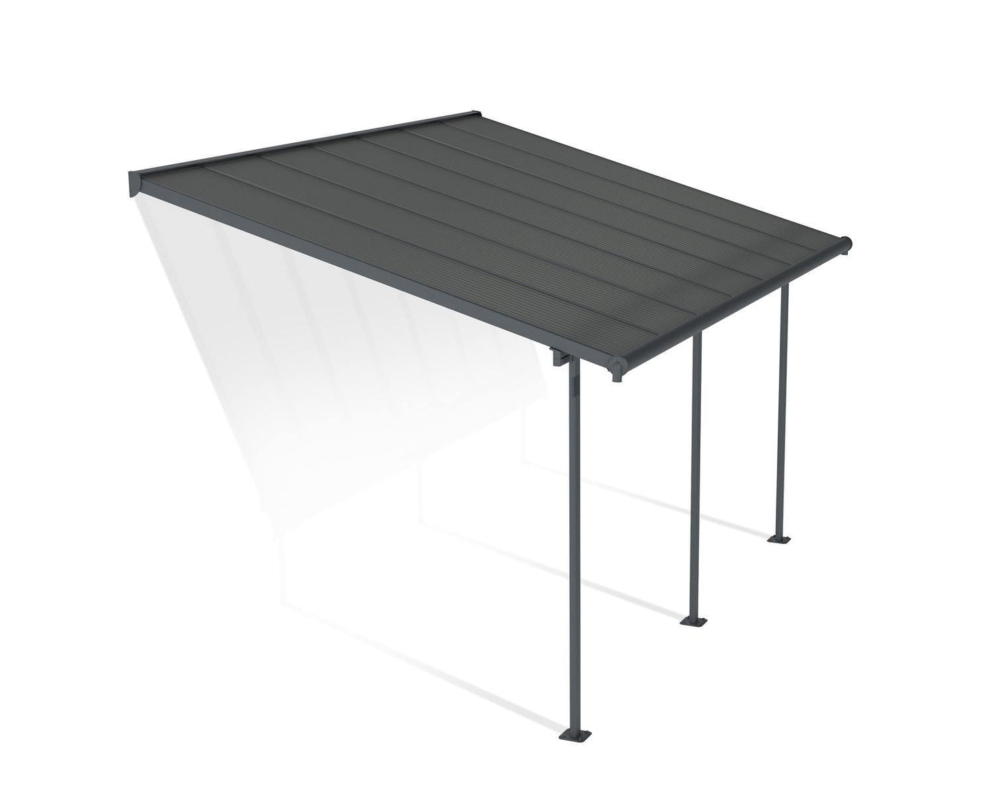 Sierra 3m x 4m Patio Cover - Grey Aluminium Frame With Grey Opaque Polycarbonate