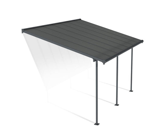 Sierra 3m x 4m Patio Cover - Grey Aluminium Frame With Grey Opaque Polycarbonate