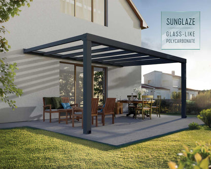 Stockholm Patio Cover 5.2m x 3.4m - Grey Frame With Clear Roof