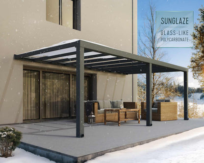 Stockholm Patio Cover 6.6m x 3.4m - Grey Frame With Clear Roof