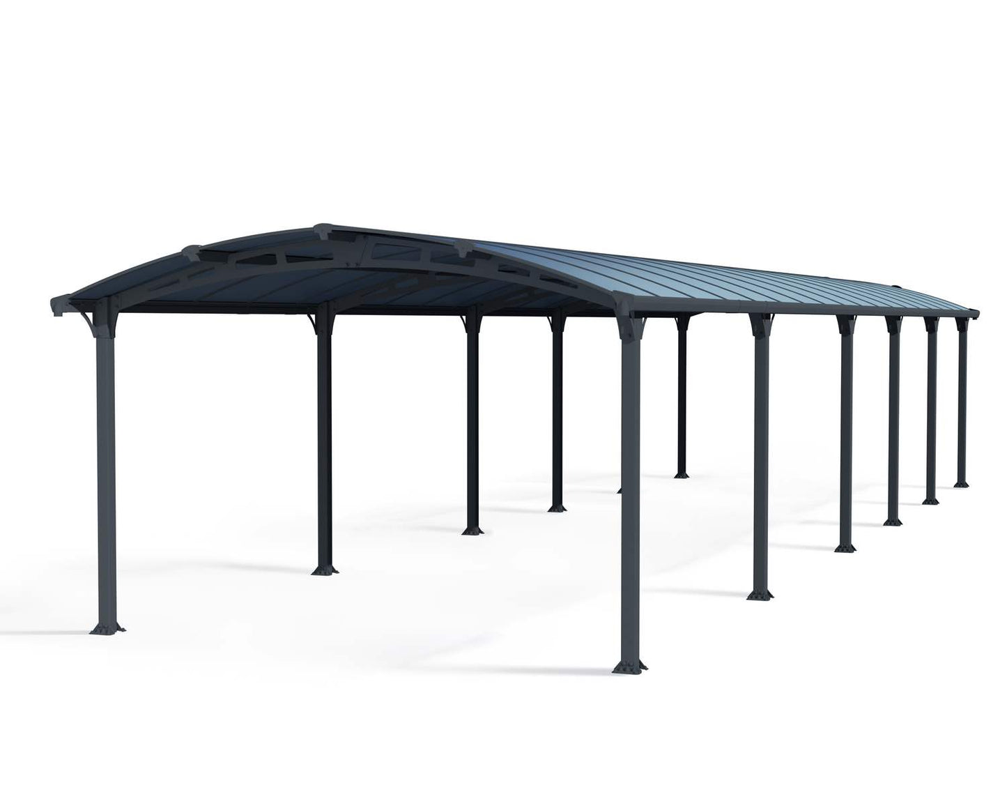 Arcadia Carport 3.6m x 12.9m - Grey Frame With Grey Roof