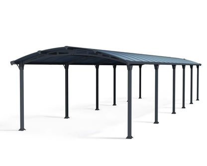 Arcadia Carport 3.6m x 12.9m - Grey Frame With Grey Roof