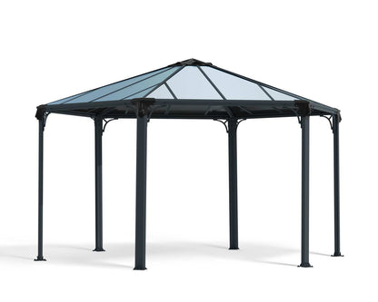 Monaco Hexagon Gazebo 3.9m x 4.5m - Grey Frame With Bronze Roof