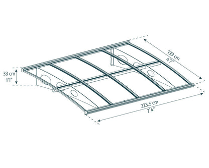 Herald Door Awning 2.2m x 1.4m - Grey Frame With Clear Panel - mazeproducts