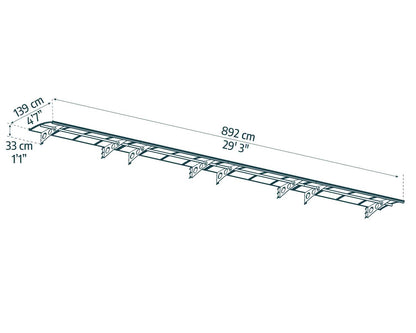 Herald Door Awning 8.9m x 1.4m - Grey Frame With Clear Panel - mazeproducts