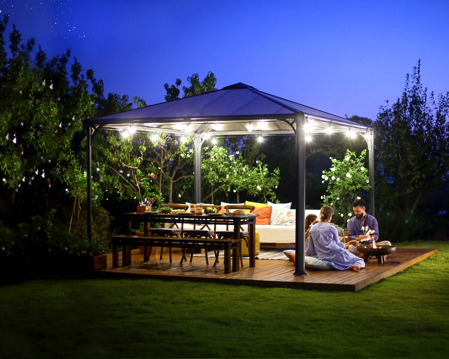 Palermo Gazebo 3.6m x 3.6m - Grey Frame With Grey Roof - mazeproducts