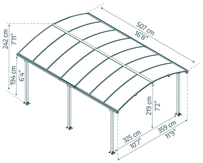 Arcadia Carport 3.6m x 5.1m - Grey Frame With Grey Roof