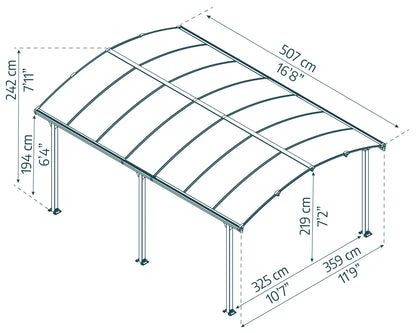 Tucson Gazebo 3.6m x 5.1m - Grey Frame With Grey Roof