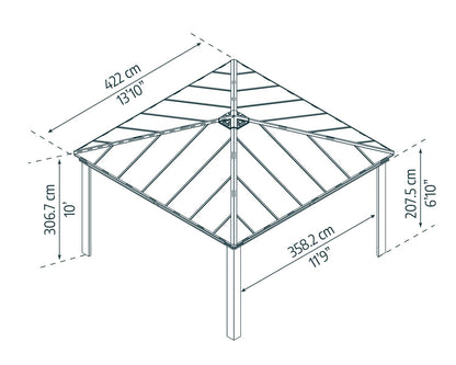 Dallas Gazebo 4.2m x 4.2m - Grey Frame With Grey Roof
