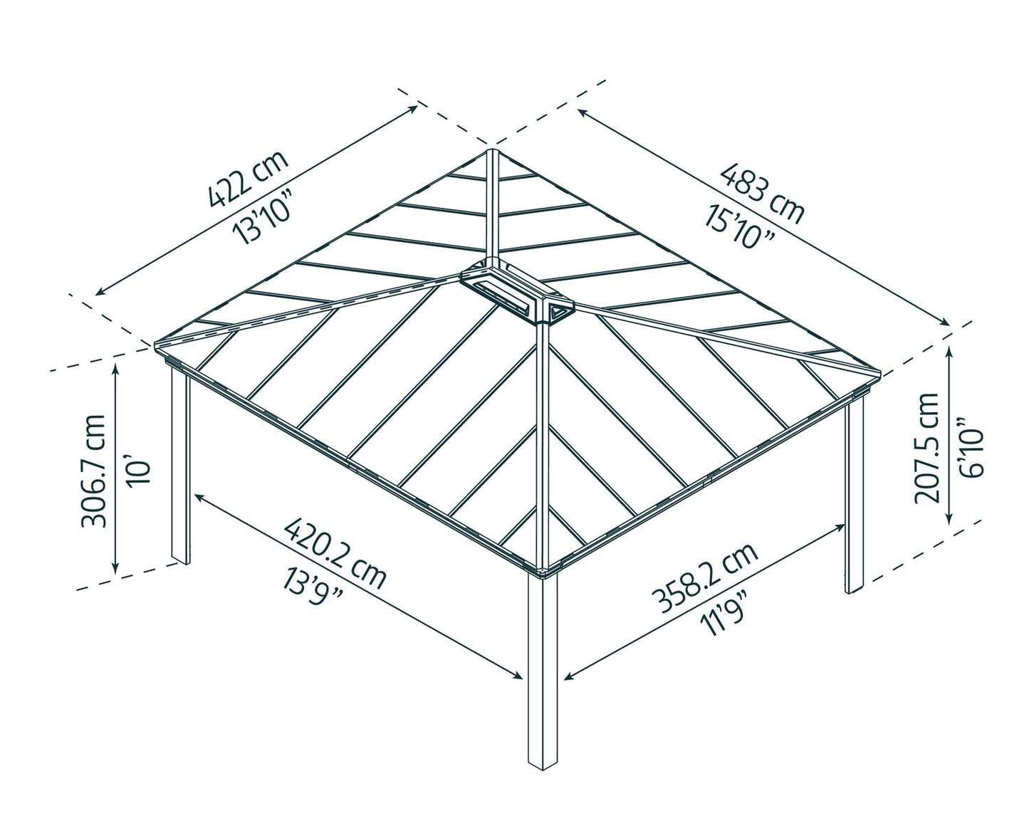 Dallas Gazebo 4.2m x 4.8m - Grey Frame With Grey Roof
