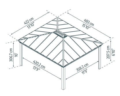 Dallas Gazebo 4.2m x 4.8m - Grey Frame With Grey Roof