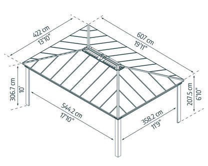 Dallas Gazebo 4.2m x 6.1m - Grey Frame With Grey Roof