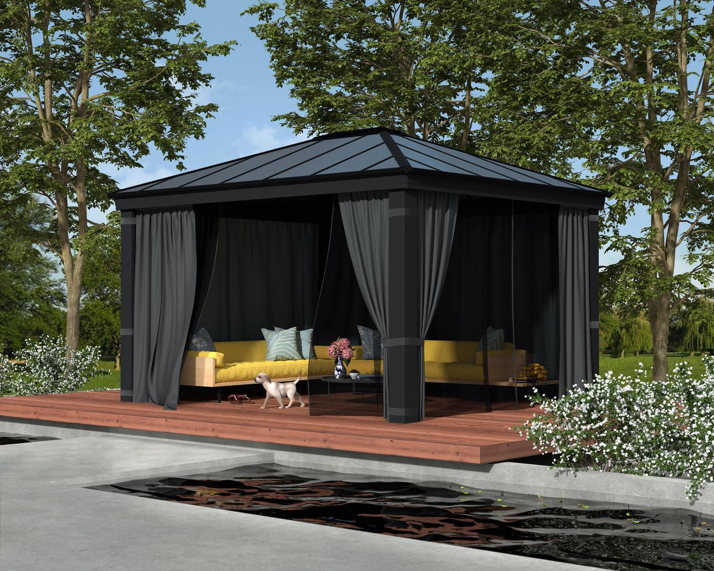 Dallas Gazebo 3.6m x 4.2m - Grey Frame With Grey Roof