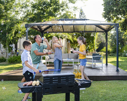 Martinique Gazebo 3m x 4.3m - Grey Frame With Grey Roof - mazeproducts