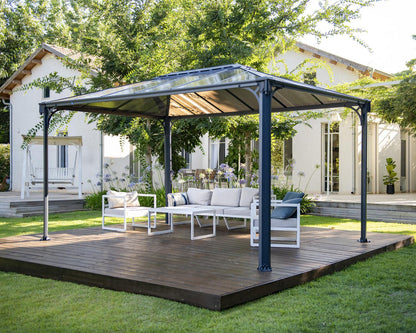 Martinique Gazebo 3m x 4.3m - Grey Frame With Grey Roof - mazeproducts