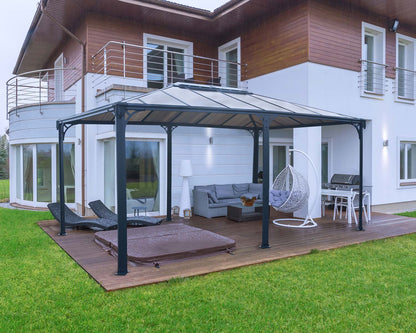 Martinique Gazebo 3.6m x 4.9m - Grey Frame With Grey Roof - mazeproducts