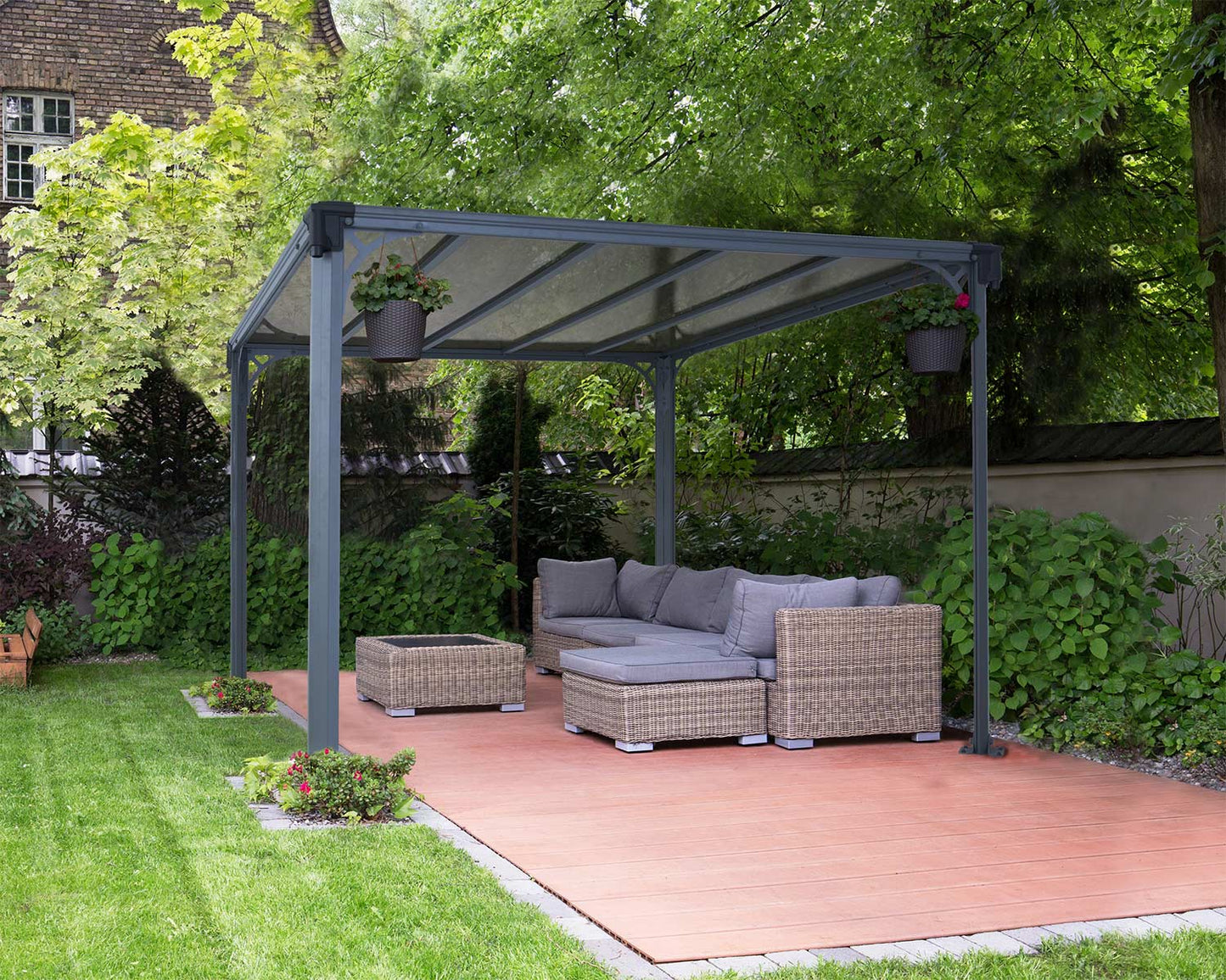 Milano Gazebo 3.1m x 3.1m - Grey Frame With Grey Roof - mazeproducts