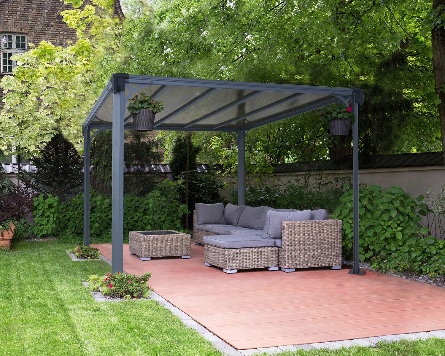 Milano Gazebo 3.1m x 3.1m - Grey Frame With Grey Roof - mazeproducts