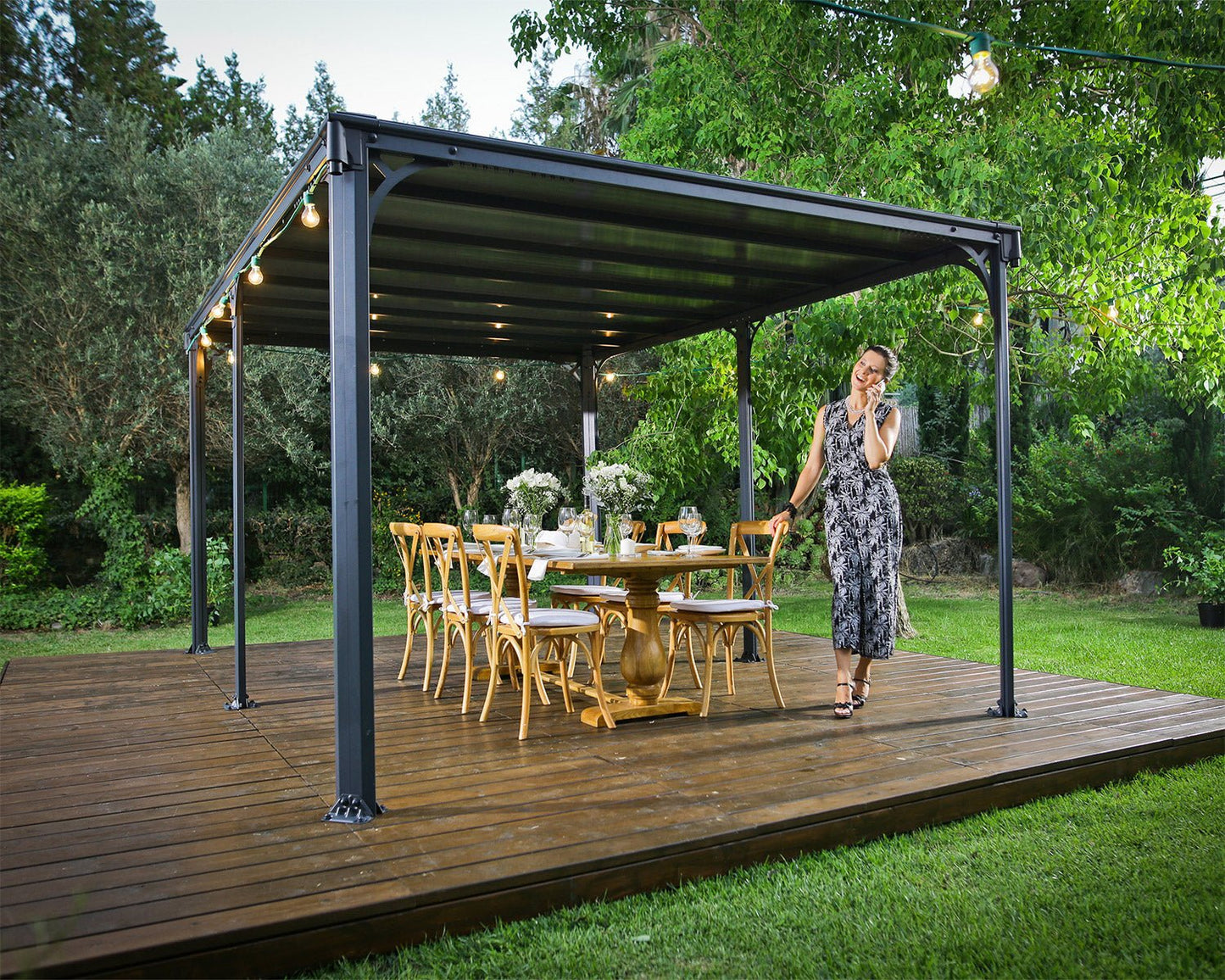 Milano Gazebo 3.1m x 4.3m - Grey Frame With Grey Roof - mazeproducts