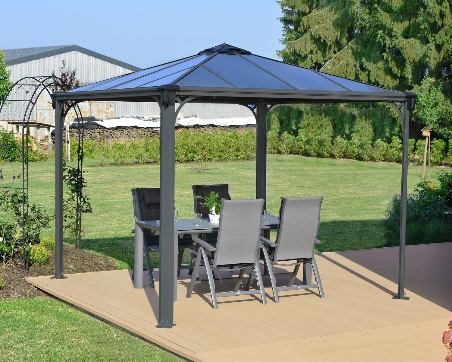 Palermo Gazebo 3m x 3m - Grey Frame With Grey Roof - mazeproducts