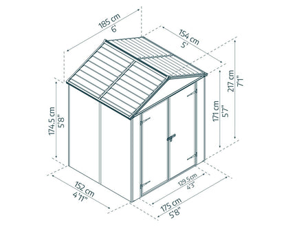 Rubicon Garden Shed 1.9m x 1.5m - Grey
