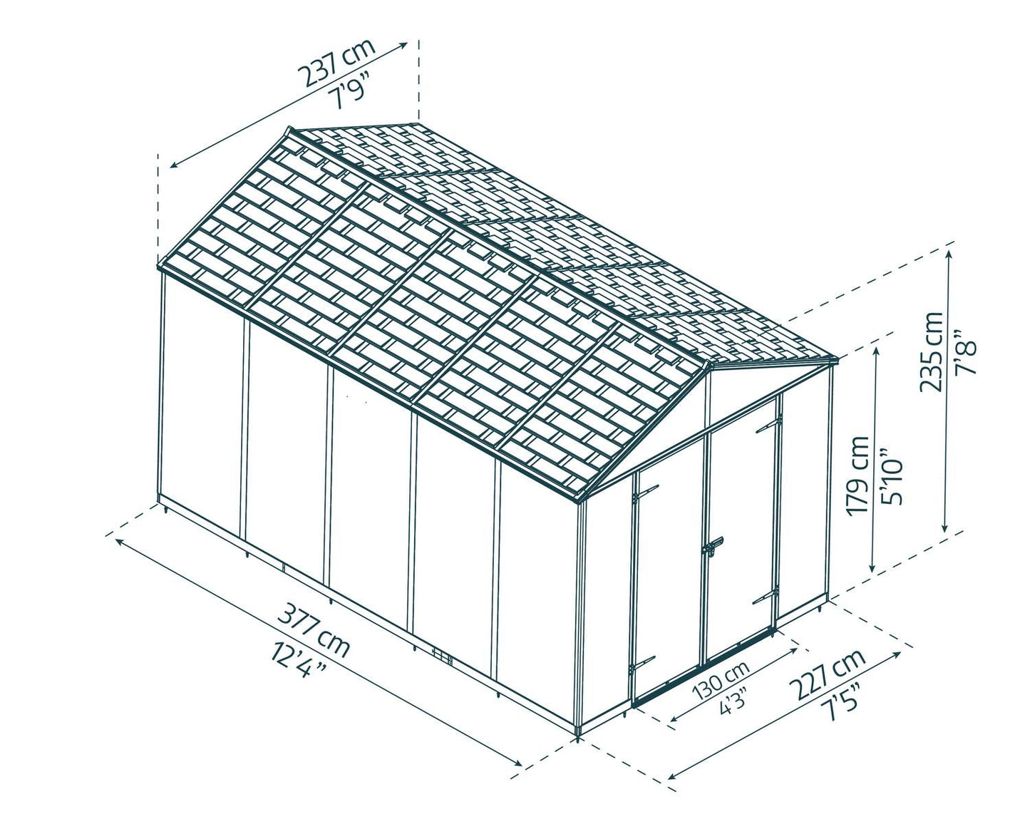 Rubicon Garden Shed 2.4m x 3.8m - Grey