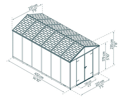 Rubicon Garden Shed 2.4m x 4.5m - Grey